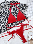 Textured Halter Neck Tie Side Bikini  Style Ratio