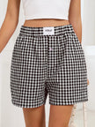 Gingham Elastic Waist Casual Shorts  Style Ratio