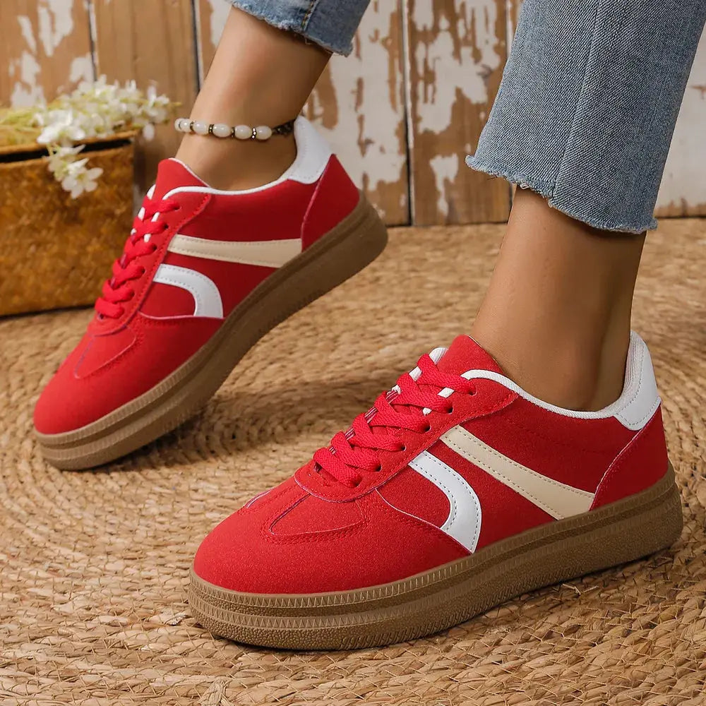 Lace Up Round Toe Contrast Sneakers  Style Ratio