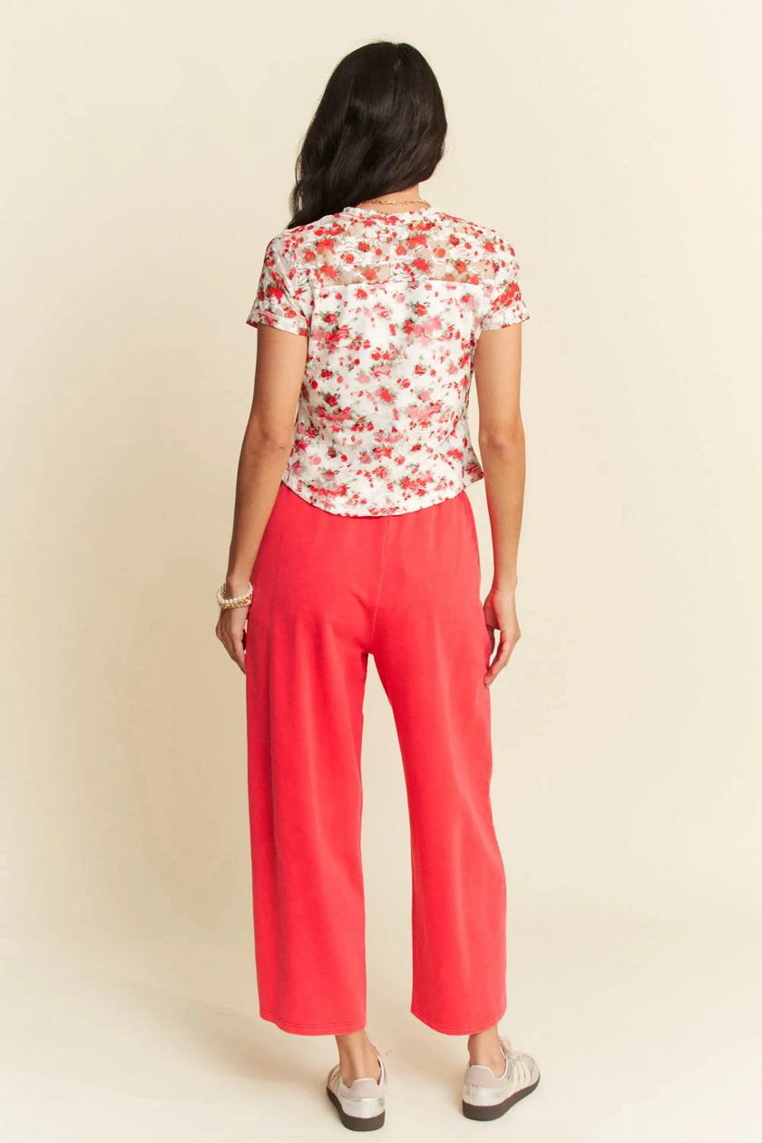 Davi & Dani Ribbon Short Sleeve Layered Mesh Shirt  Style Ratio