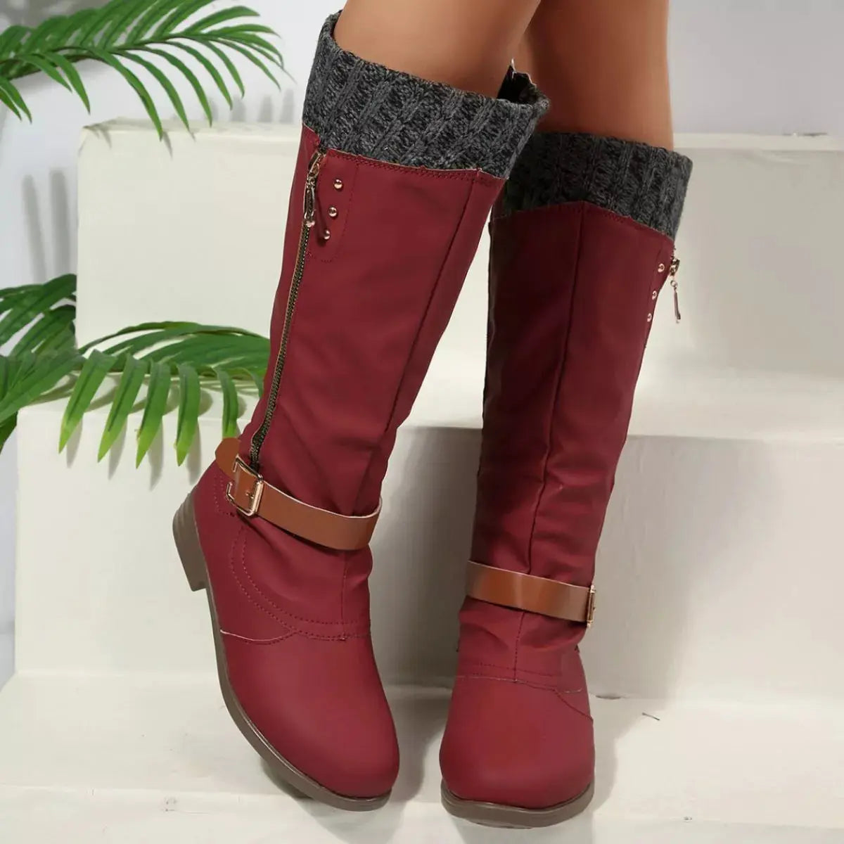 Round Toe Block Heels Boots  Style Ratio
