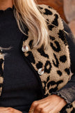 Leopard Print Sherpa Fleece Vest Coat  Style Ratio