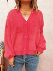 Fuzzy Button-Up Long Sleeve Cardigan  Style Ratio