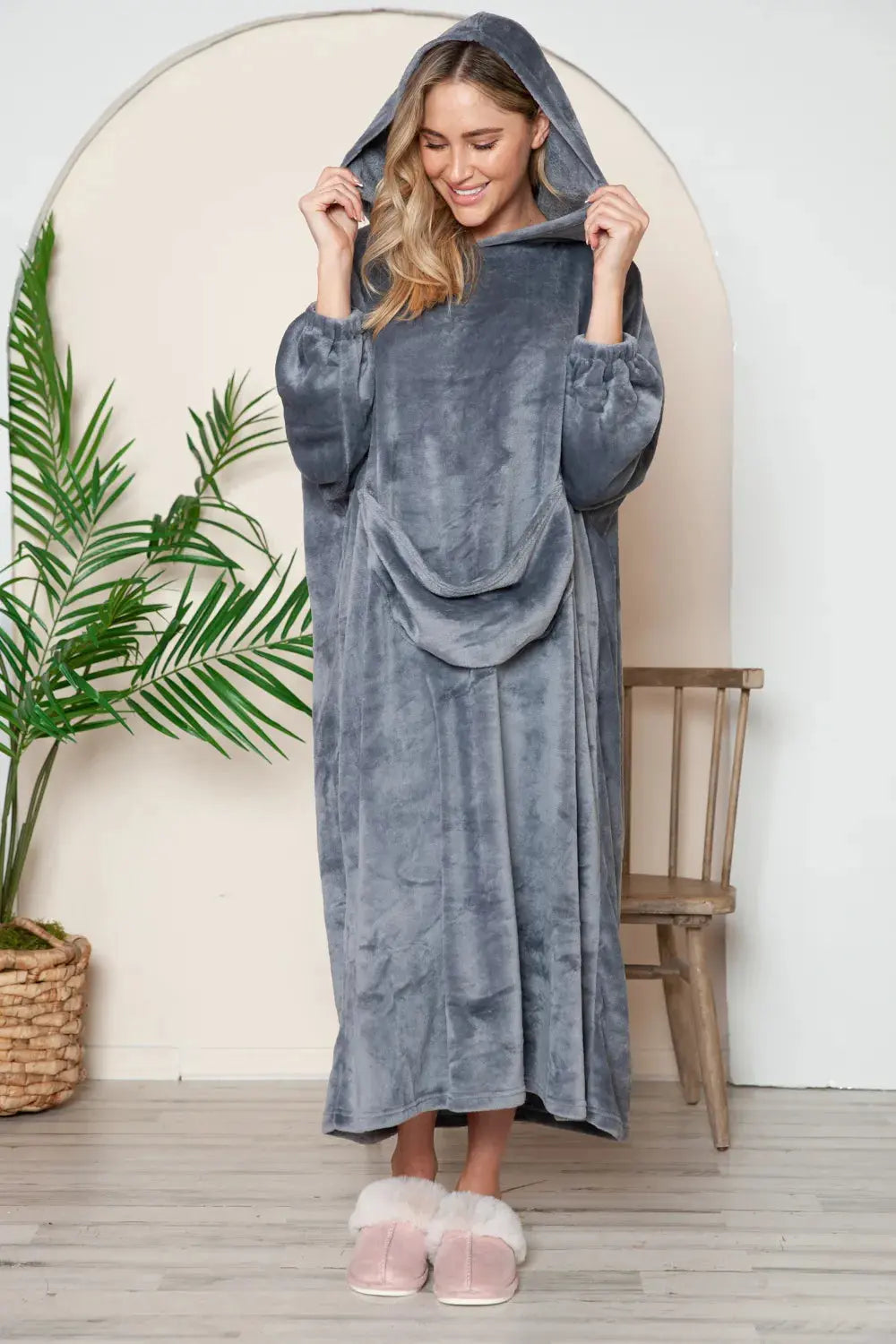 Double Take Pocketed Hooded Midi Lounge Dress  Style Ratio
