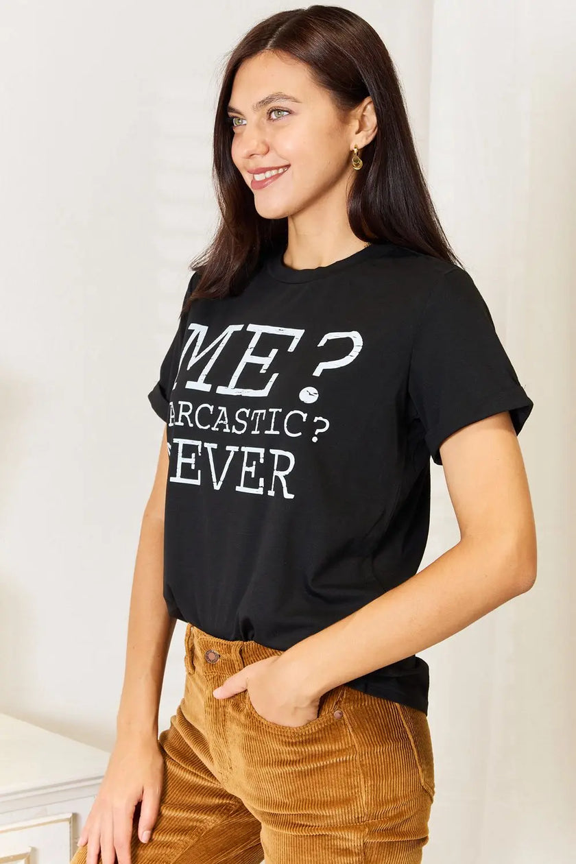 Simply Love Letter Graphic Round Neck Short Sleeve Shirt  Style Ratio
