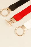 Circle Shape Buckle Zinc Alloy Buckle PU Leather Belt  Style Ratio