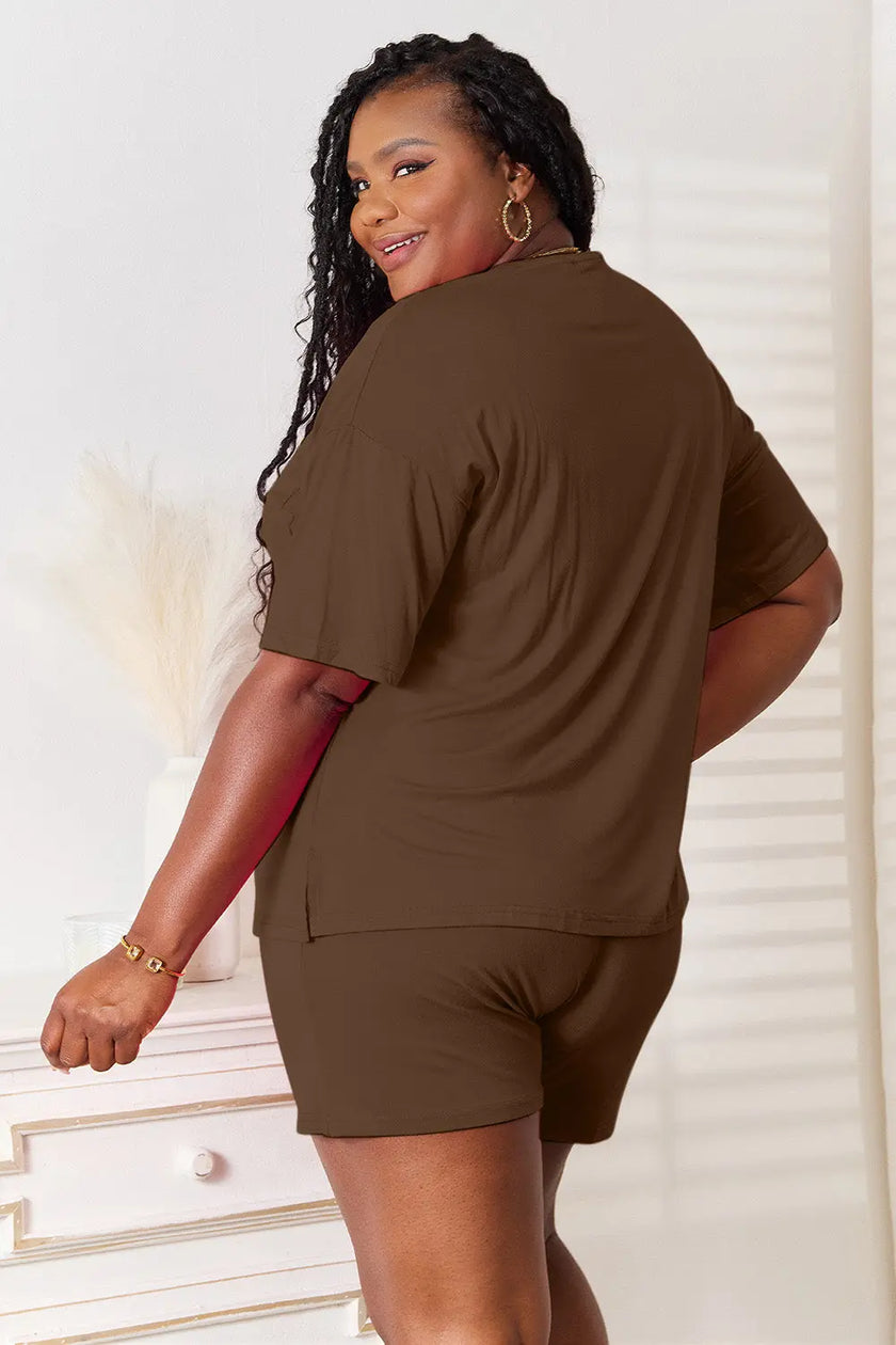 Basic Bae Full Size Soft Half Sleeve Top and Shorts Loungewear  Style Ratio