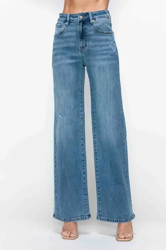 bytos Full Size High Rise Wide Leg Jeans with Pockets  Style Ratio