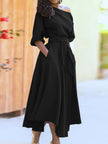 Boat Neck Tie Waist Midi Dress  Style Ratio