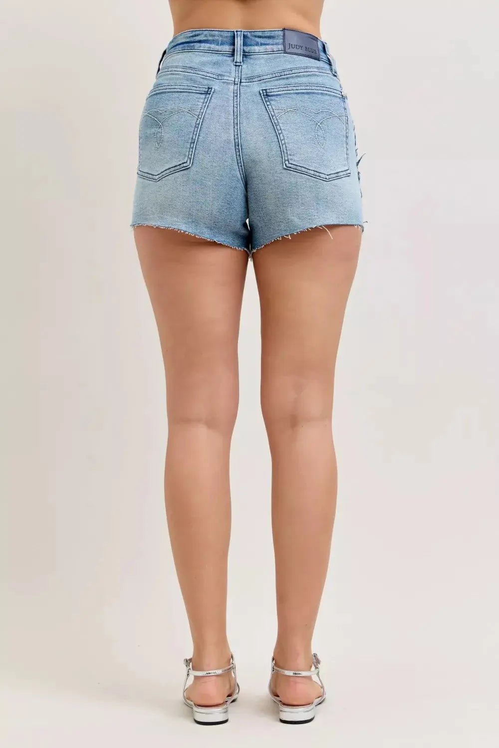 Judy Blue Hw Rigid Magic Cut Off Denim Shorts with Raw Side Seams  Style Ratio
