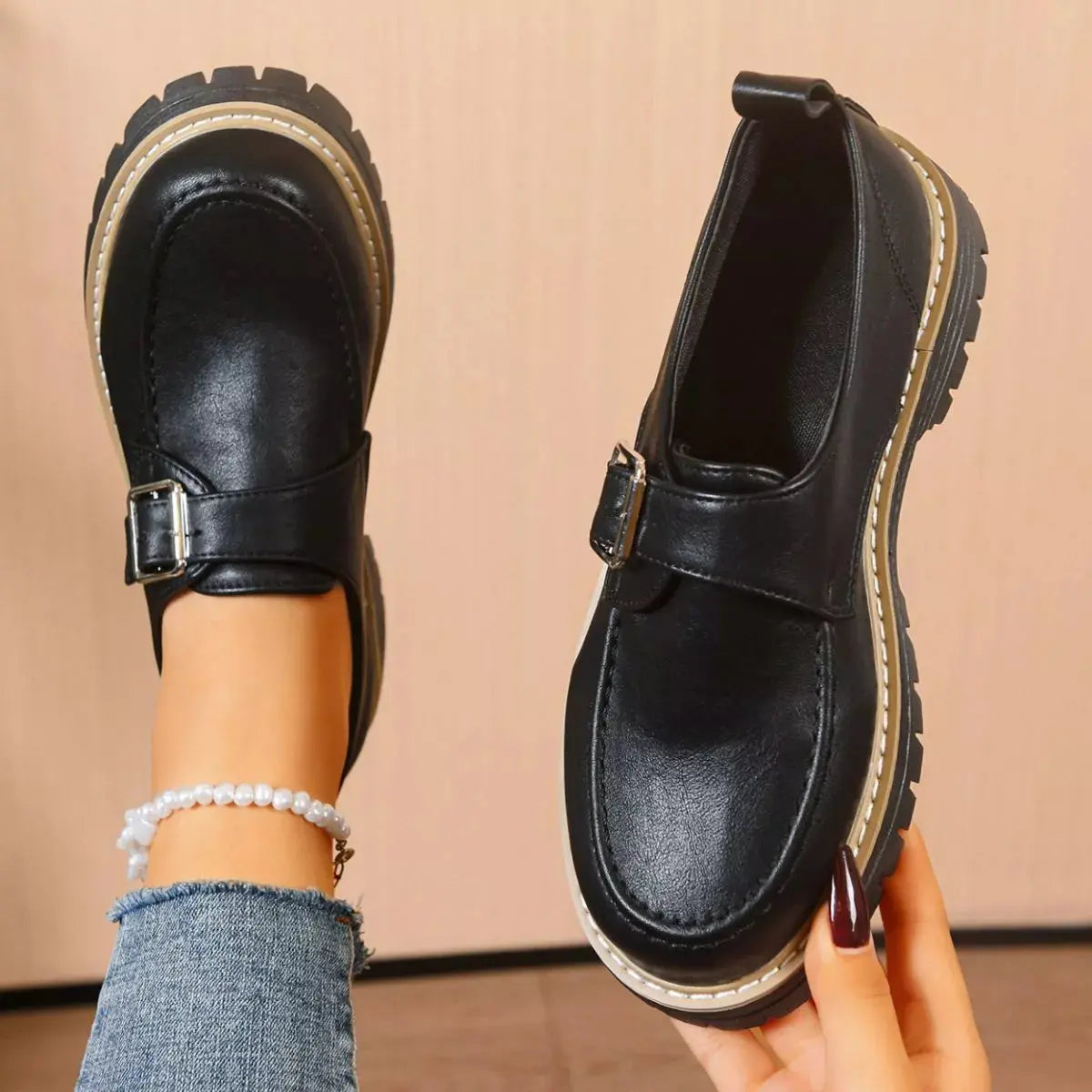 Round Toe Buckle Loafers  Style Ratio