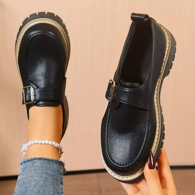 Round Toe Buckle Loafers  Style Ratio