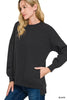 Zenana Full Size Fleece Hi Low Boyfriend Sweatshirts with Pockets  Style Ratio