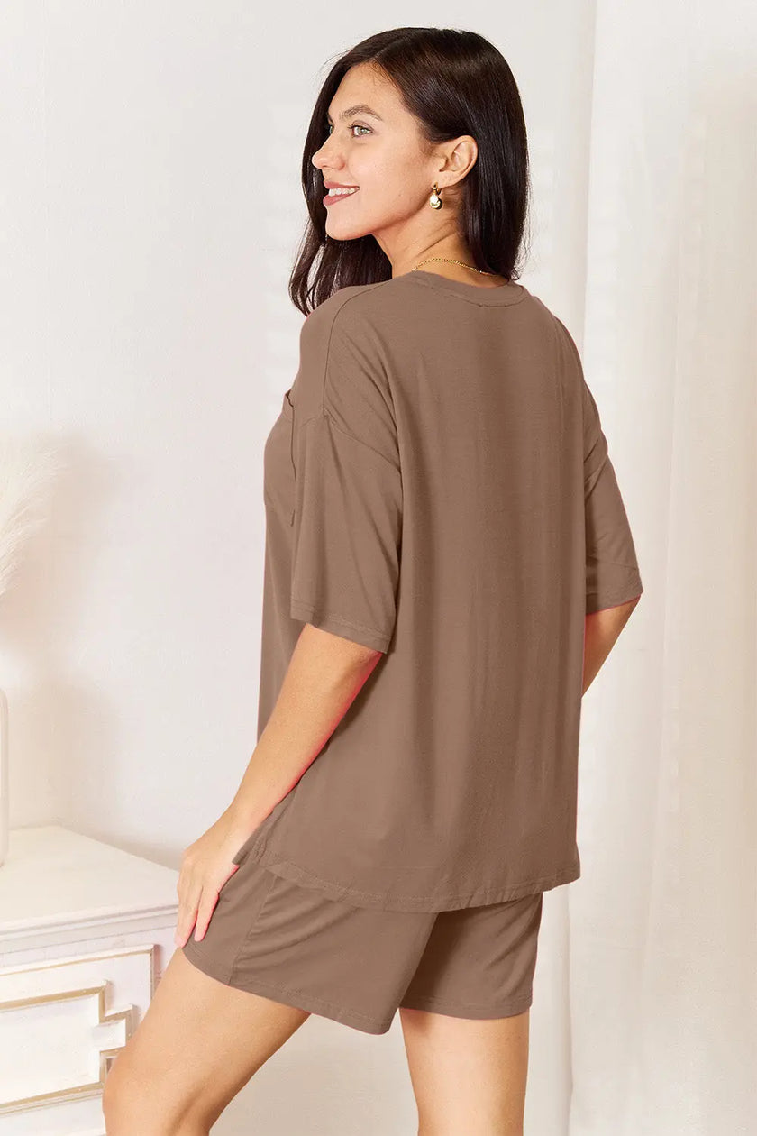 Basic Bae Full Size Soft Half Sleeve Top and Shorts Loungewear  Style Ratio