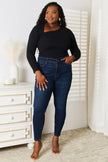 Basic Bae Asymmetrical Neck Long Sleeve Shirt  Style Ratio