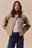 SO ME Cotton Twill Cropped Barn Jacket wtih Collar  Style Ratio