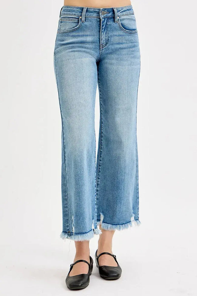 RISEN Full Size Mid Rise Crop Wide Leg Jeans  Style Ratio