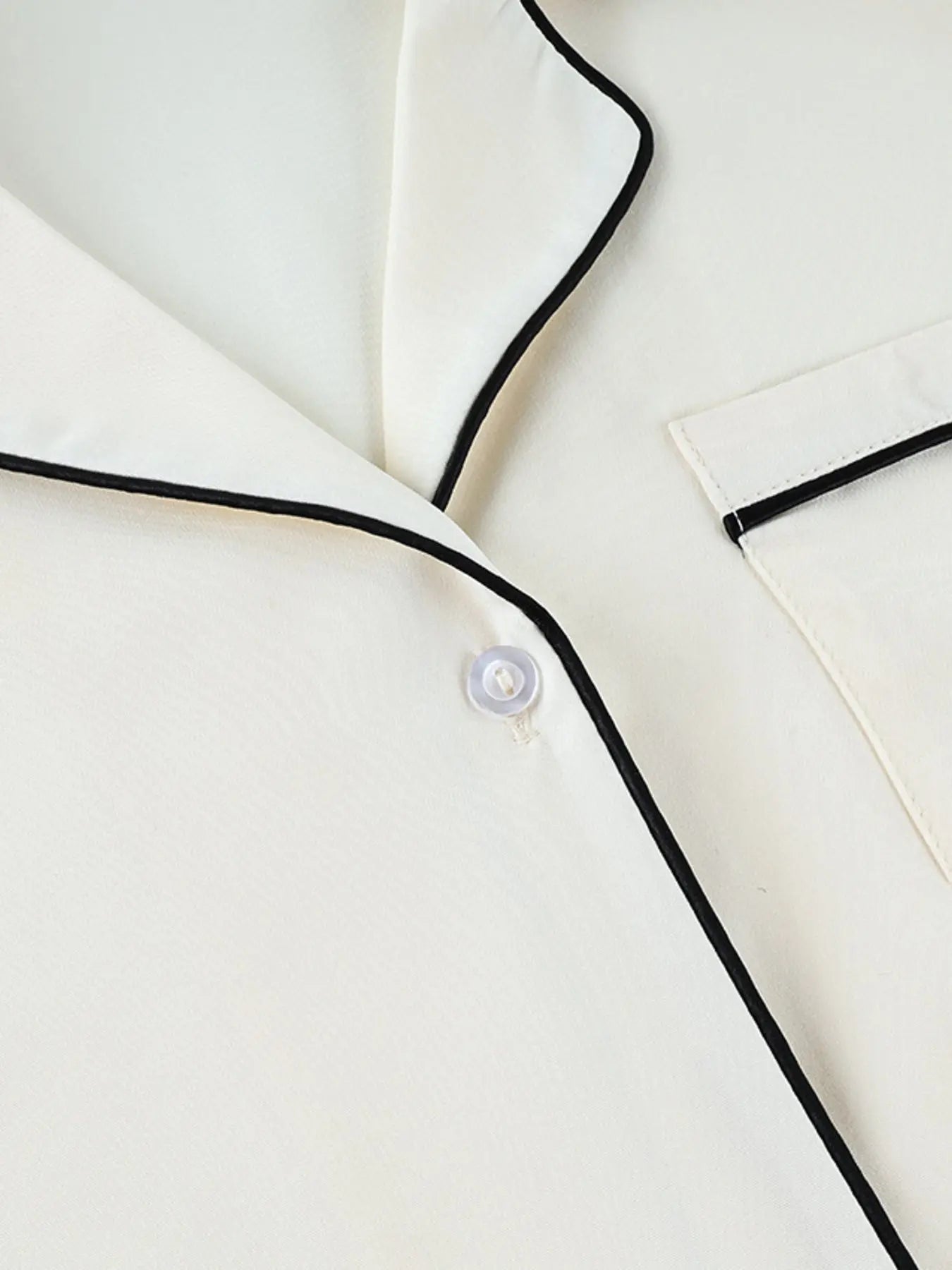 Contrast Trim Button Up Top and Pants Lounge Set  Style Ratio