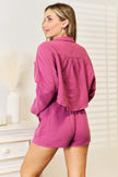 Basic Bae Buttoned Long Sleeve Top and Shorts Set  Style Ratio