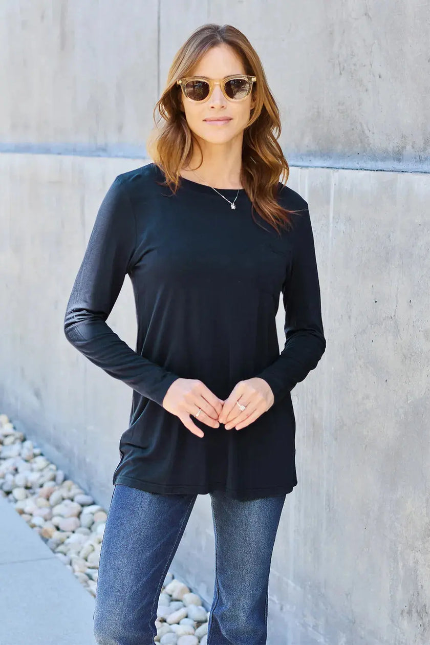 Basic Bae Full Size Round Neck Long Sleeve Top  Style Ratio