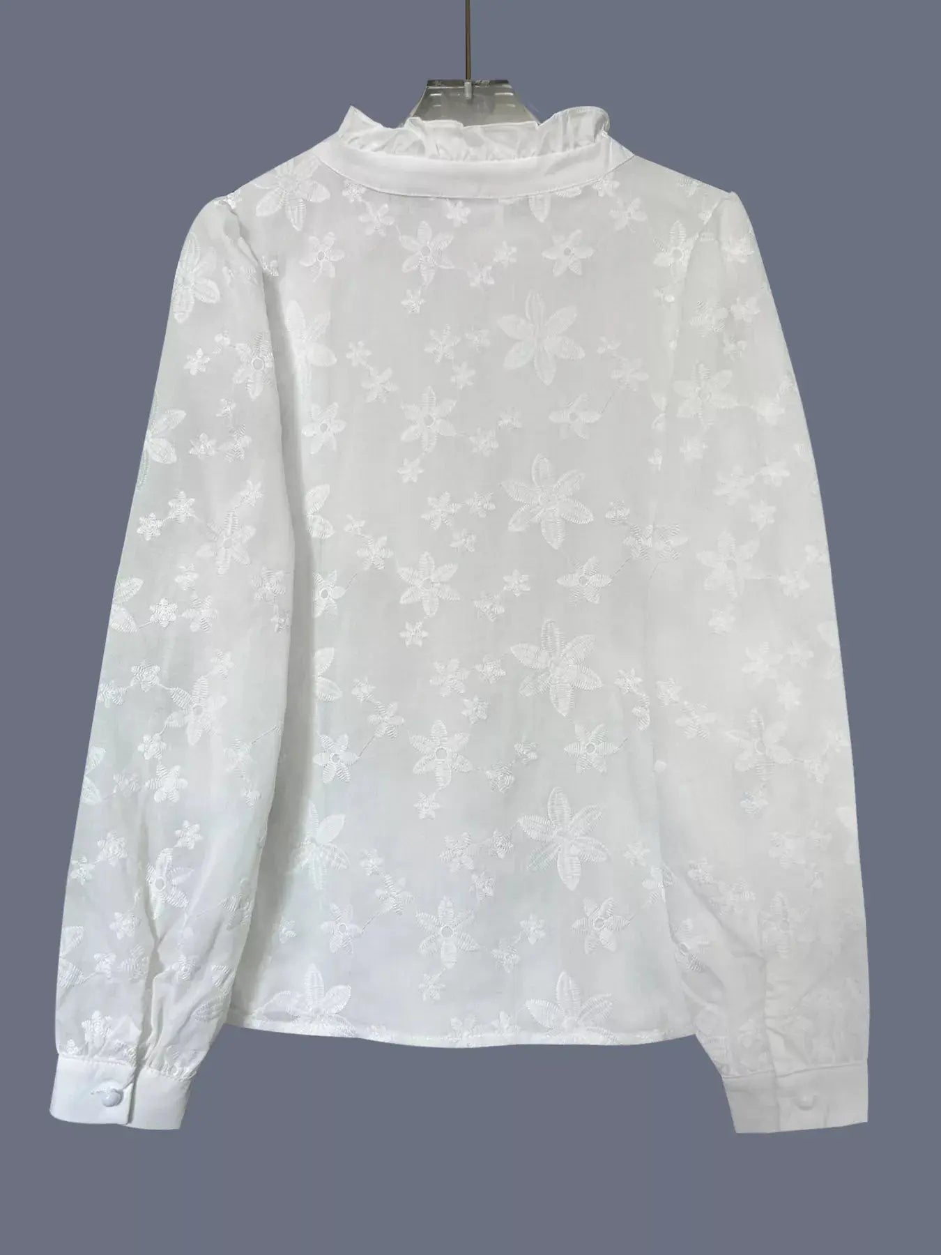 Floral Embroidered Ruffle Trim Top  Style Ratio