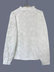 Floral Embroidered Ruffle Trim Top  Style Ratio