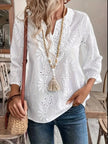 Eyelet Embroidered Notched Blouse  Style Ratio