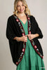 Umgee Embroidery Open Front Kimono with Pleated Shoulder Detail  Style Ratio