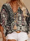 Printed V Neck Half Sleeve Blouse  Style Ratio