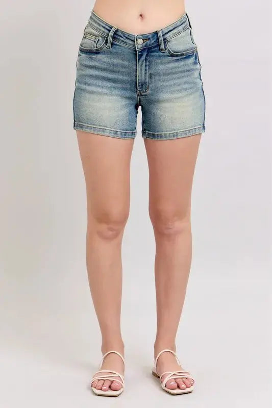 Judy Blue V Front Vintage Wash Shorts  Style Ratio