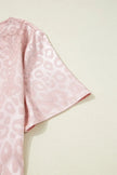 Leopard Jacquard Patchwork Crisscross V Neck Short Sleeve Blouse  Style Ratio
