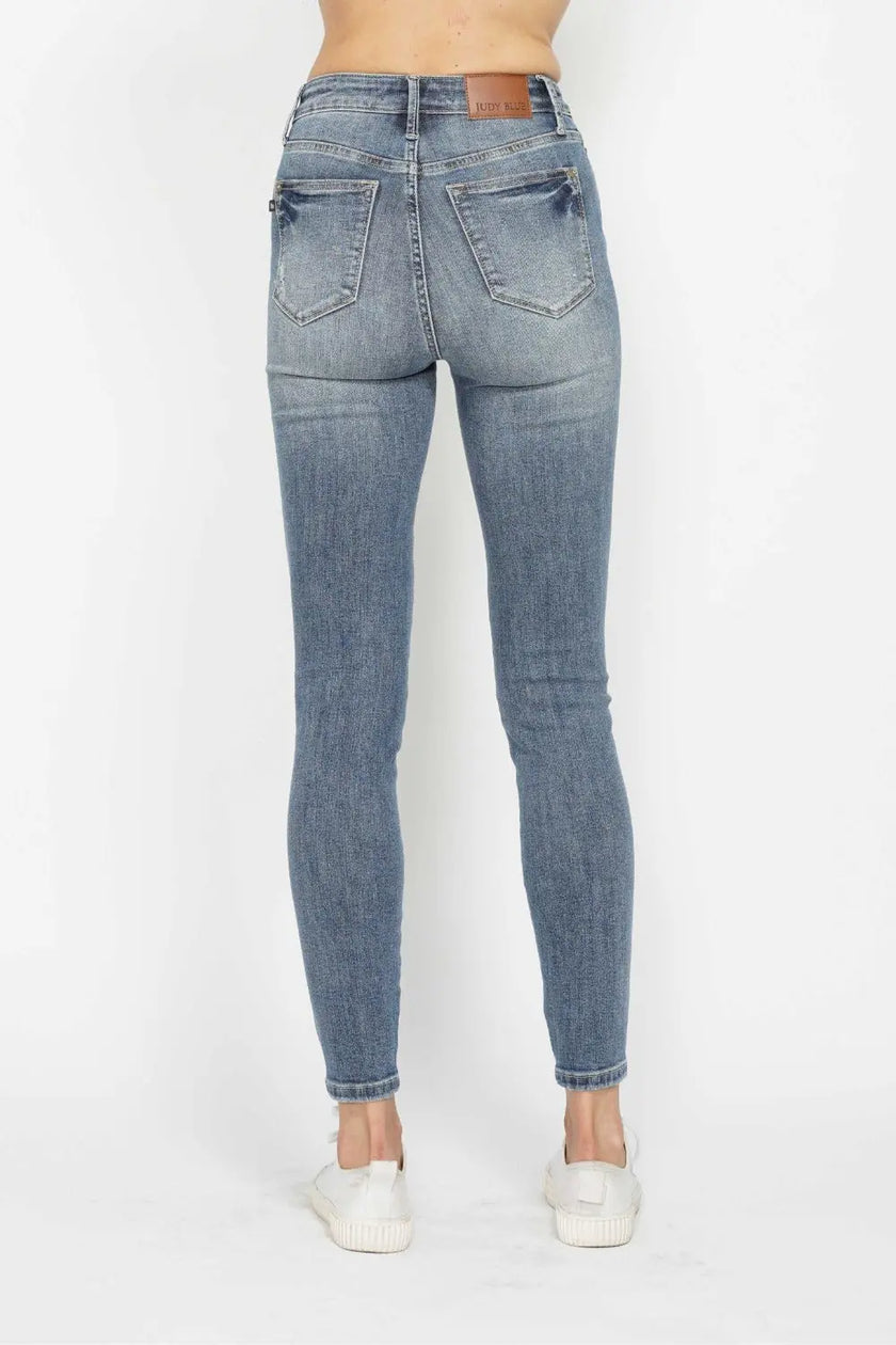 Judy Blue High Rise Contrast Wash Skinny Jeans Trendsi