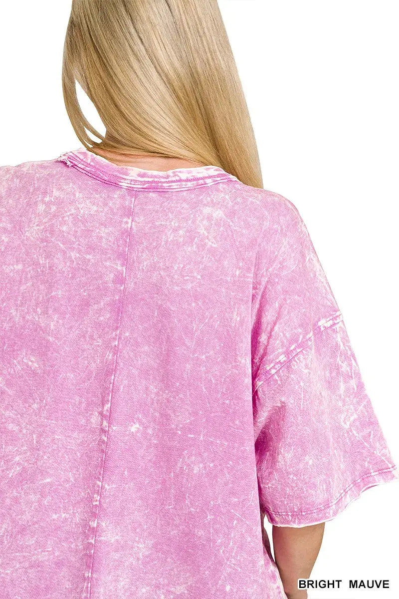 Zenana Acid Crinkle-Washed Oversized Short Sleeve Shirt  Style Ratio