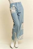 Davi & Dani Lace Applique Wide Leg Jeans  Style Ratio