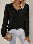 V-Neck Hollow-Out Sleeve Knit Sweater  Style Ratio
