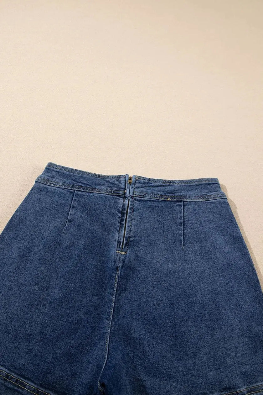 Asymmetrical Denim Skort with Pockets  Style Ratio