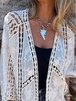 Full Size Embroidered Open Front Cardigan Plus Size  Style Ratio