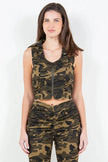 American Bazi Zip Up Camo Crop Denim Vest  Style Ratio