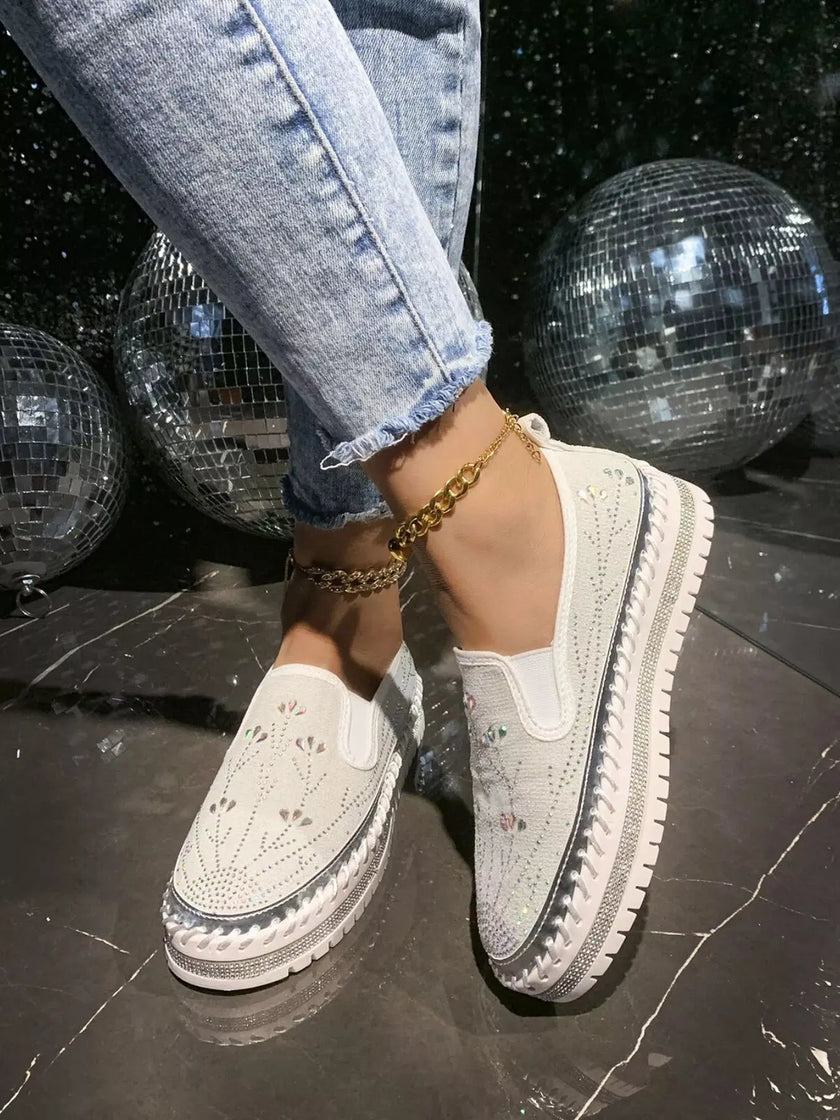 Rhinestone Embellished Platform Loafers  Style Ratio
