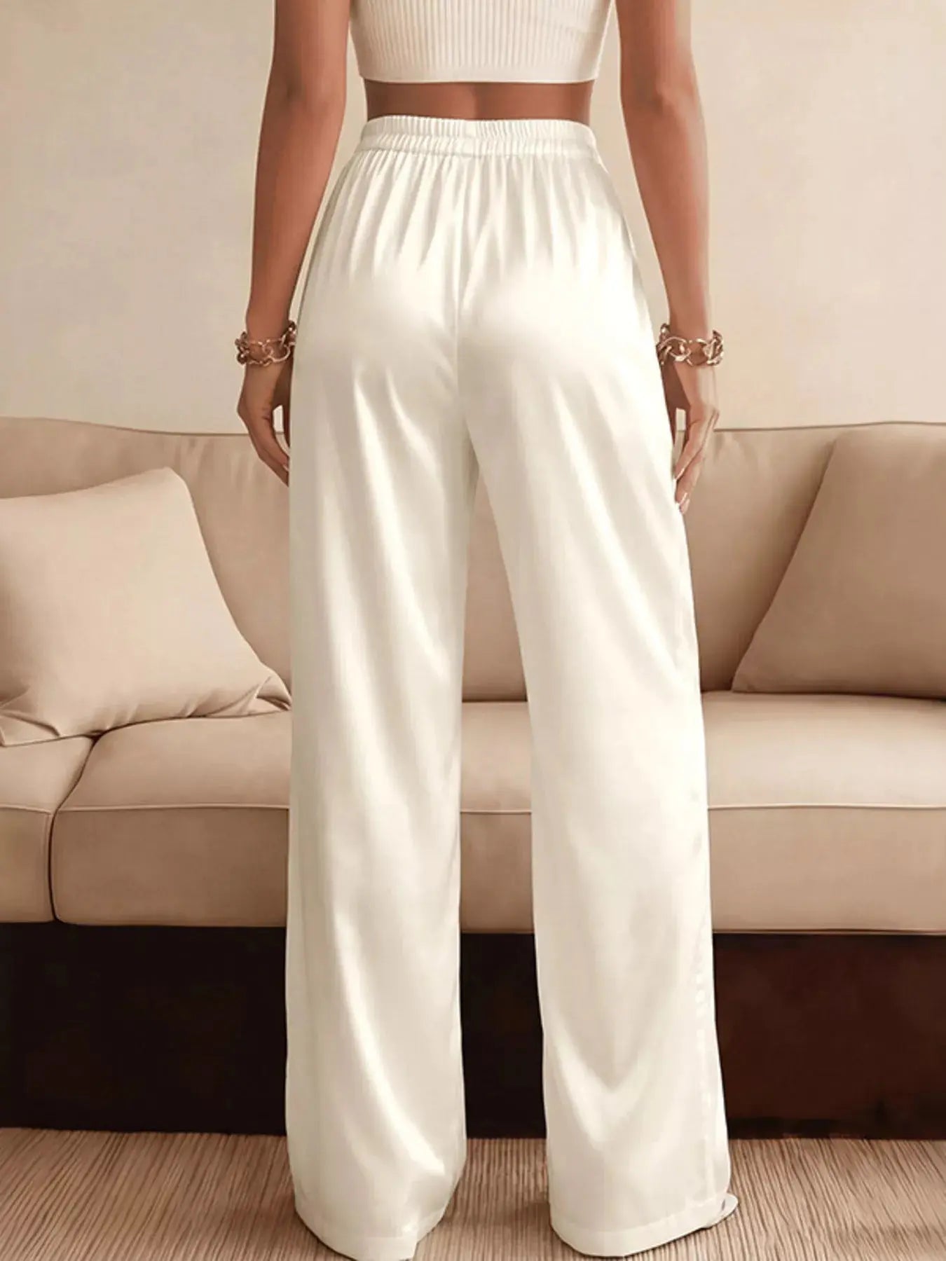 Lace Waist Wide Leg Pants  Style Ratio