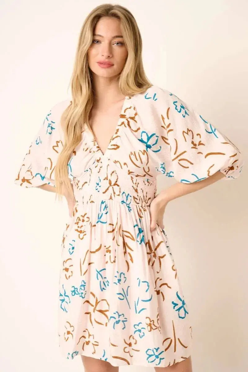 Mittoshop Flower Print Mocked Waist Mini Dress  Style Ratio