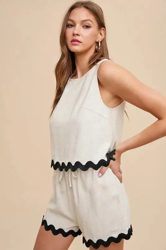Annie Wear Ric Rac Trim Detailed Top & Shorts Set  Style Ratio