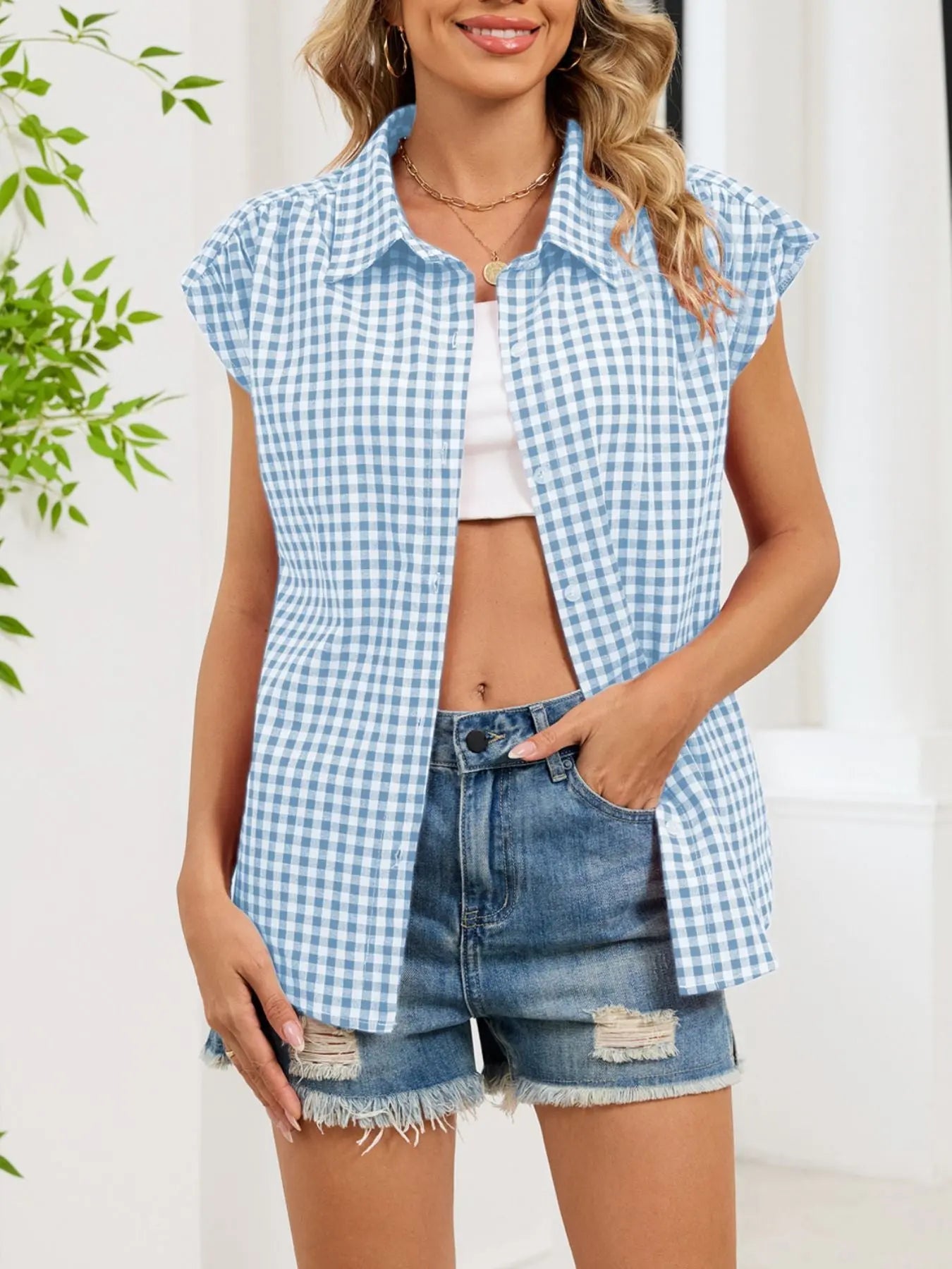 Gingham Button Down Short Sleeve Shirt  Style Ratio
