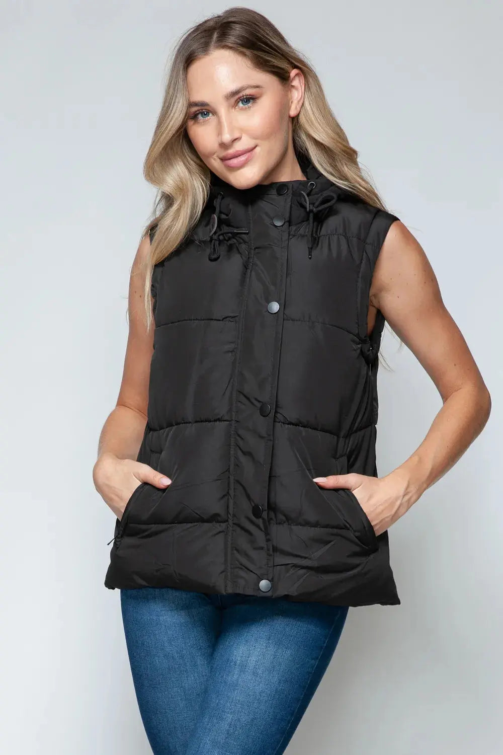 Snobbish Snap and Zip Closure Hooded Coat  Style Ratio