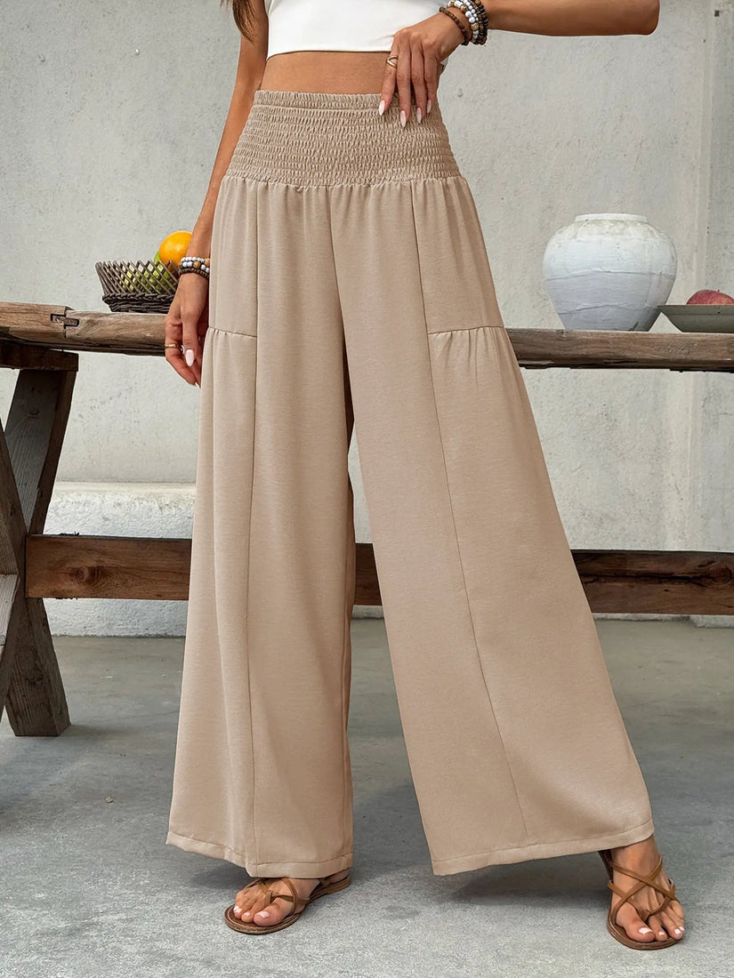 Smocked Waist Wide Leg Pants - Style Ratio