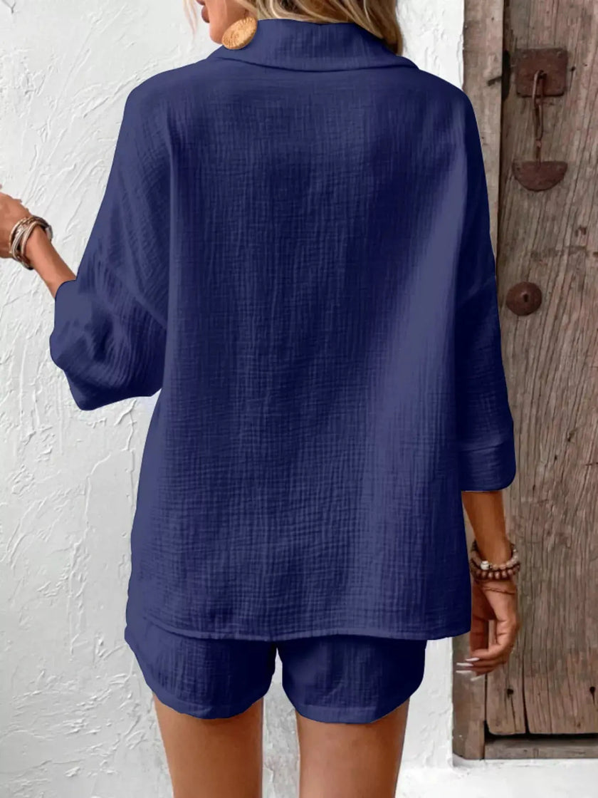 Button Detail Top and Shorts Set  Style Ratio