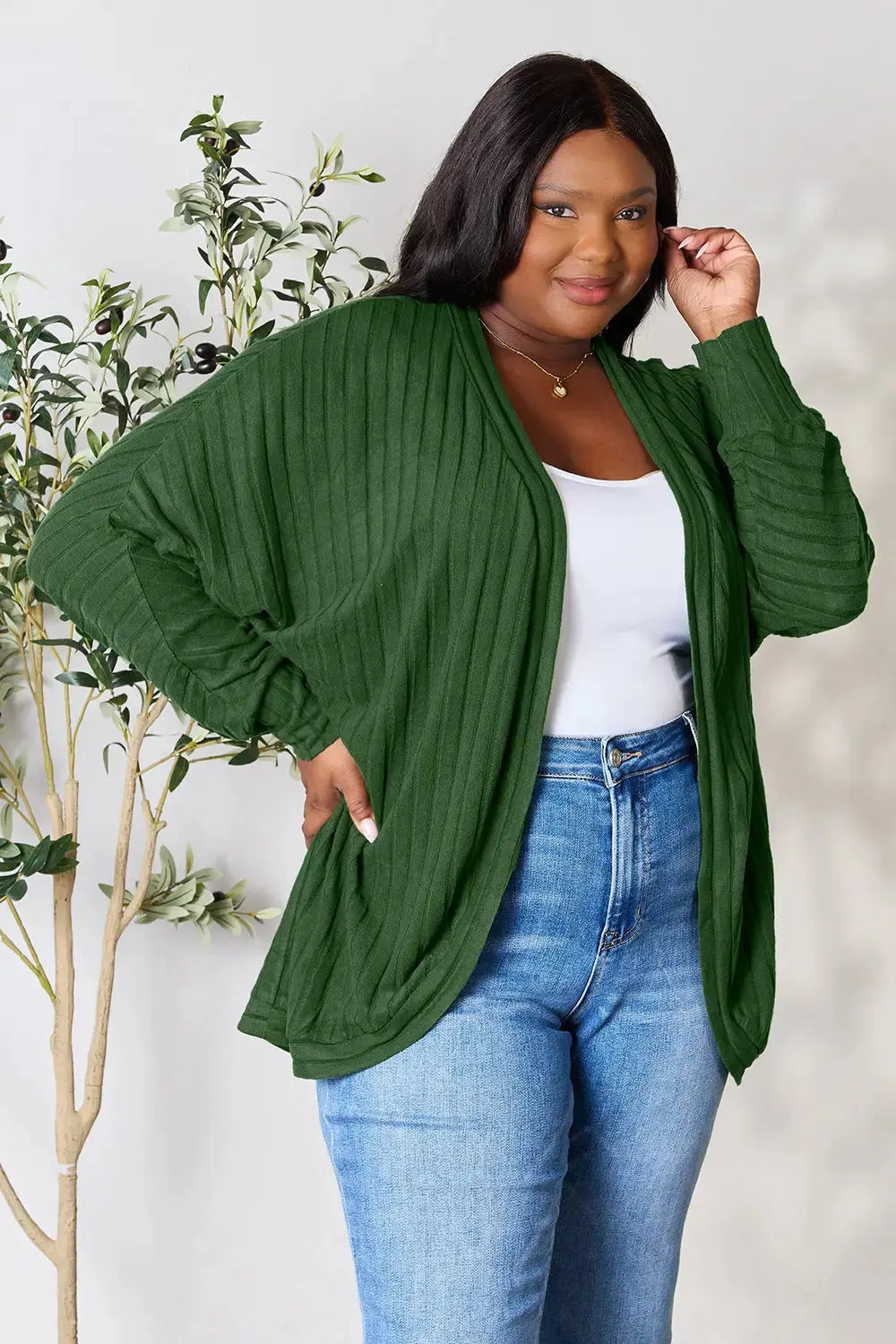 Basic Bae Full Size Ribbed Cocoon Cardigan  Style Ratio