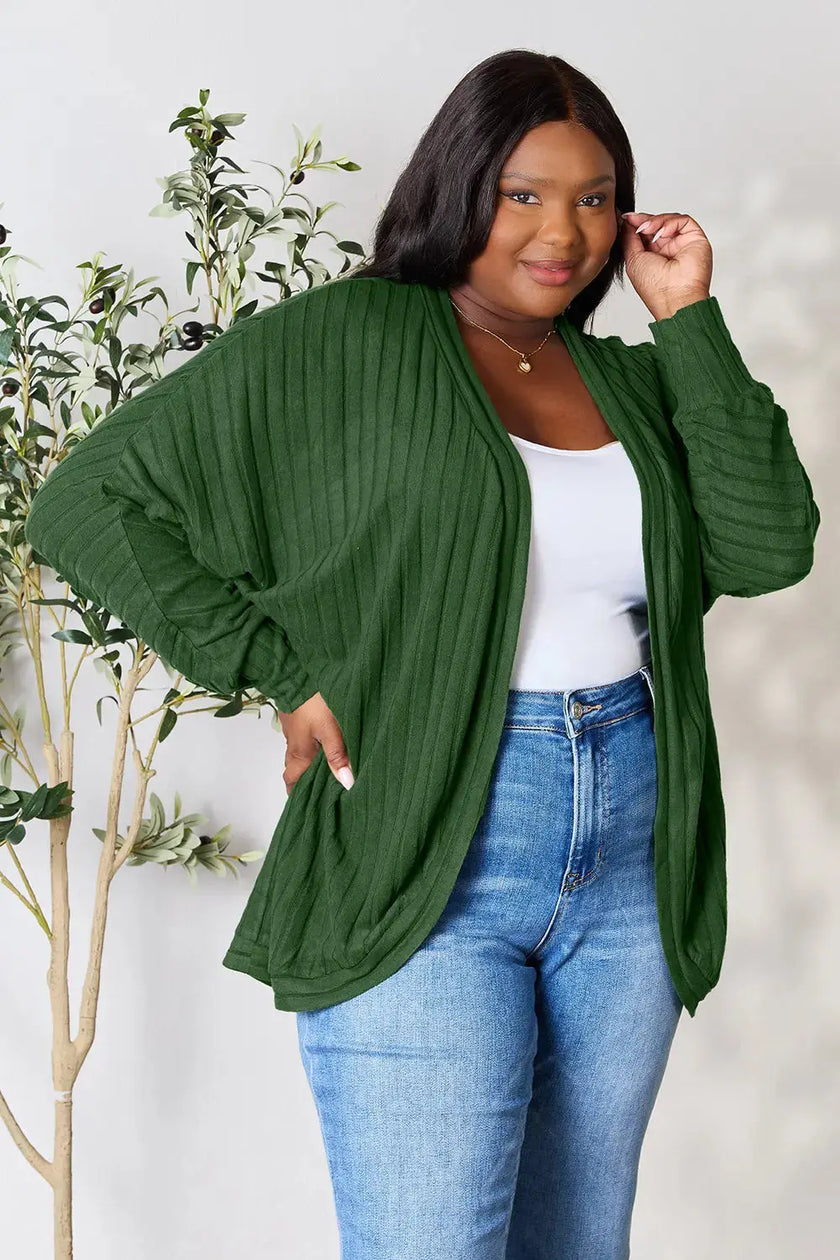 Basic Bae Full Size Ribbed Cocoon Cardigan  Style Ratio