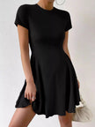 Round Neck Short Sleeve Mini Dress  Style Ratio