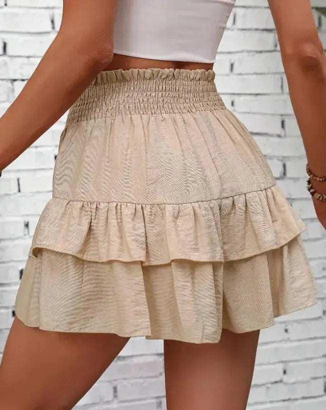 Ruffle Layered High Waist Casual Skort  Style Ratio